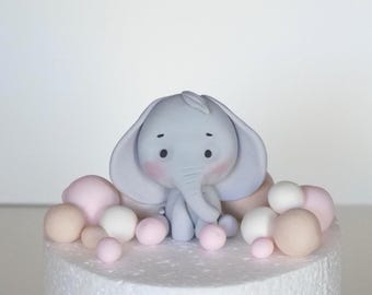 Elephant Cake Topper, Made of Fondant, With Balls, Jungle animals  cake toppers,  Safari  party decoration figurine baby shower boy girl