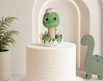 Dinosaur Cake Topper, Fondant Dinosaur in Eggshell, Dinosaur cake decoration