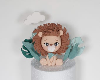 Lion Fondant Cake Topper, Safari Jungle Birthday Decoration (4 inch)