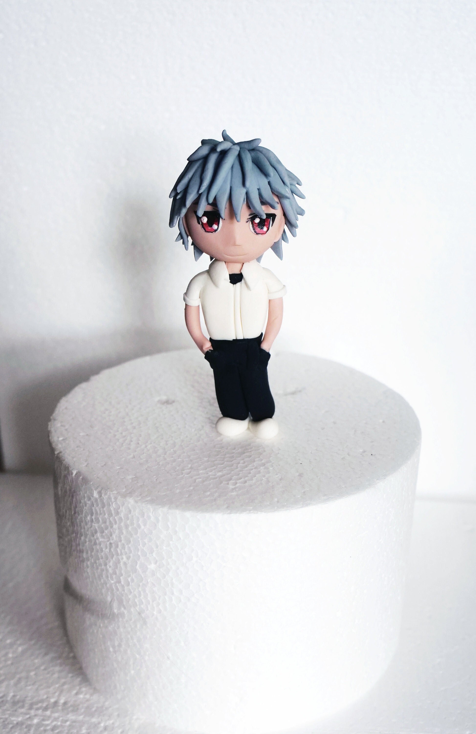 Anime fondant cake topper Kaworu Nagisa cake topper Anime character figurine Anime party decorations Teen cake topper