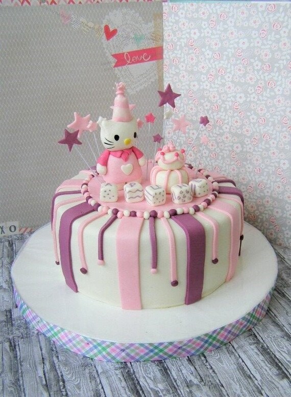 Hello Kitty Inspired Fondant Cake Topper Figurine Cat Kitten Etsy