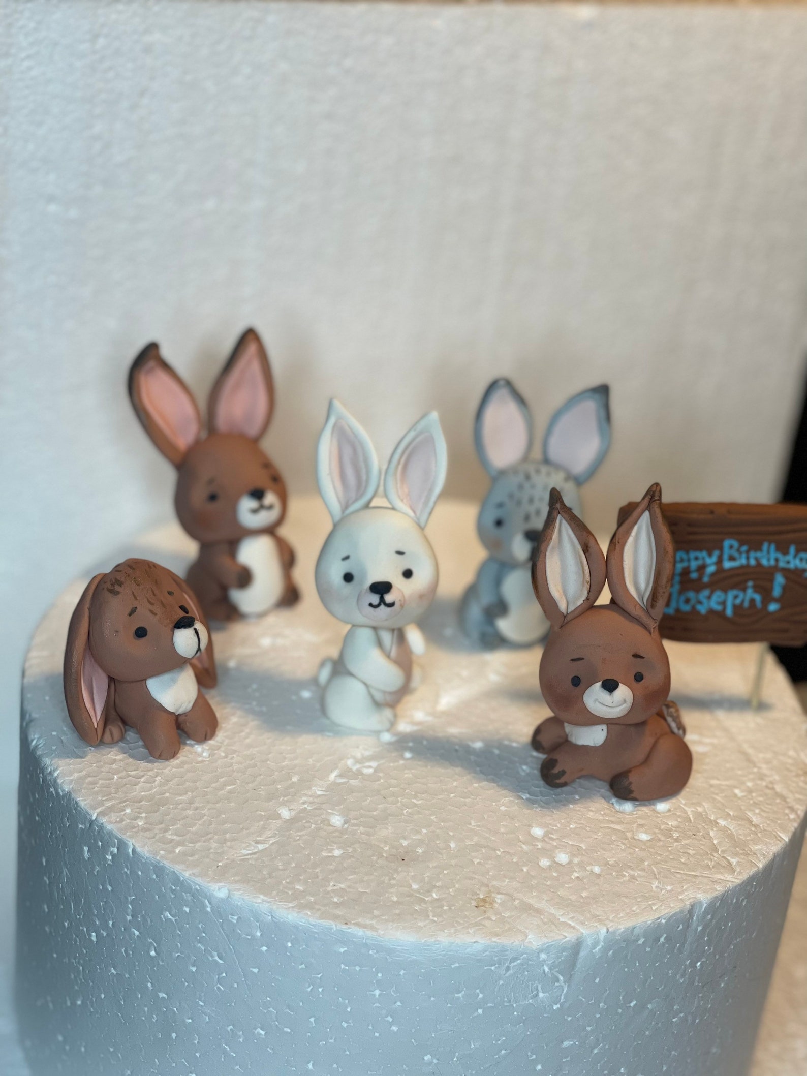 Bunny Fondant Cake Toppers, Easter Woodland Bunny Birthday Party ...