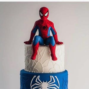 Spiderman superhero fondant cake topper decor figurine birthday party cartoon character decorations edible 3D sculpture Bild 3