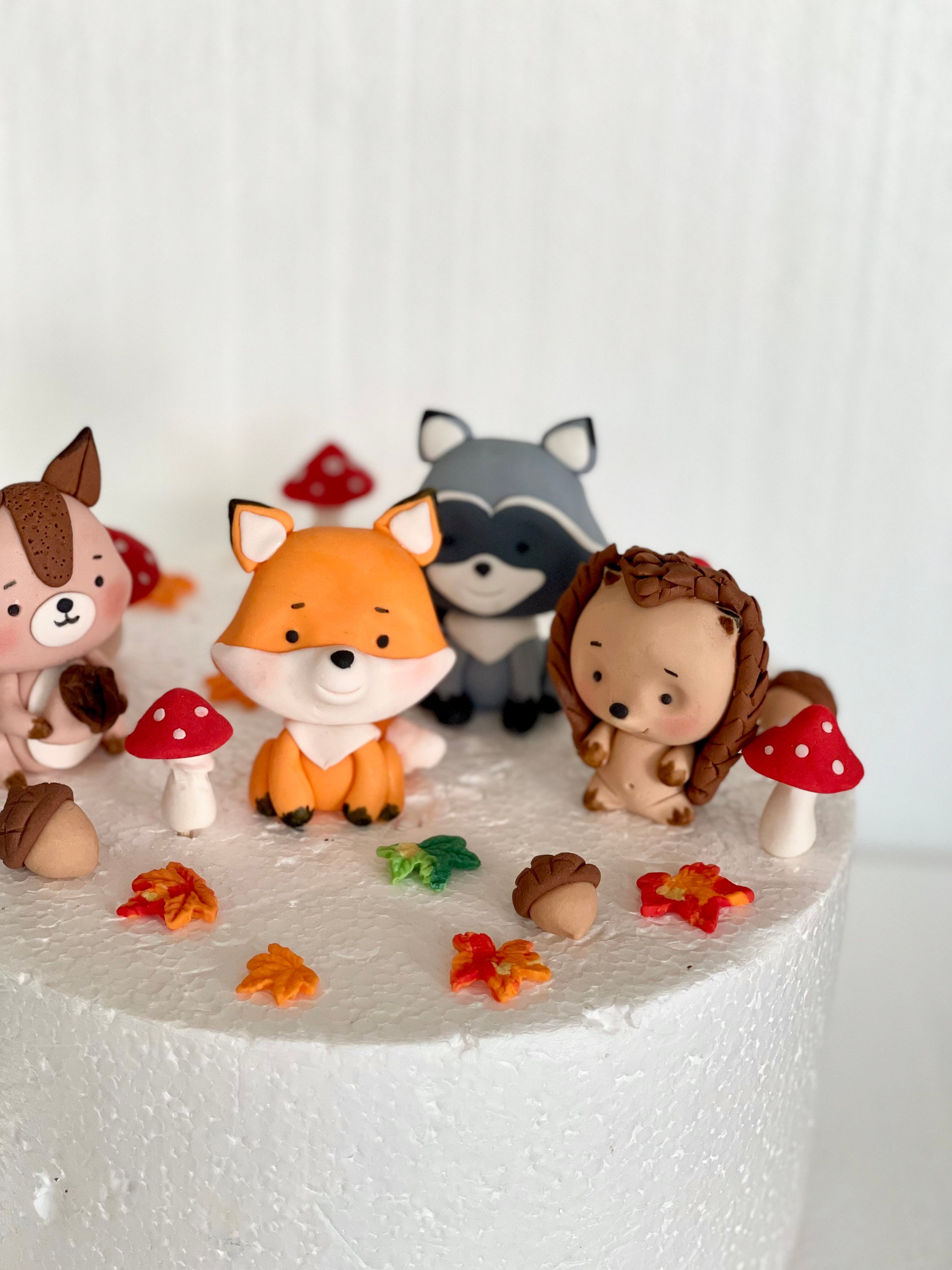 Woodland Animal Cake Toppers Fox Raccoon Deer Squirrel