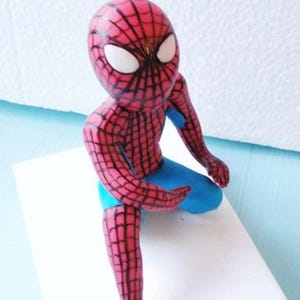 Spiderman superhero fondant cake topper decor figurine birthday party cartoon character decorations edible 3D sculpture Bild 2