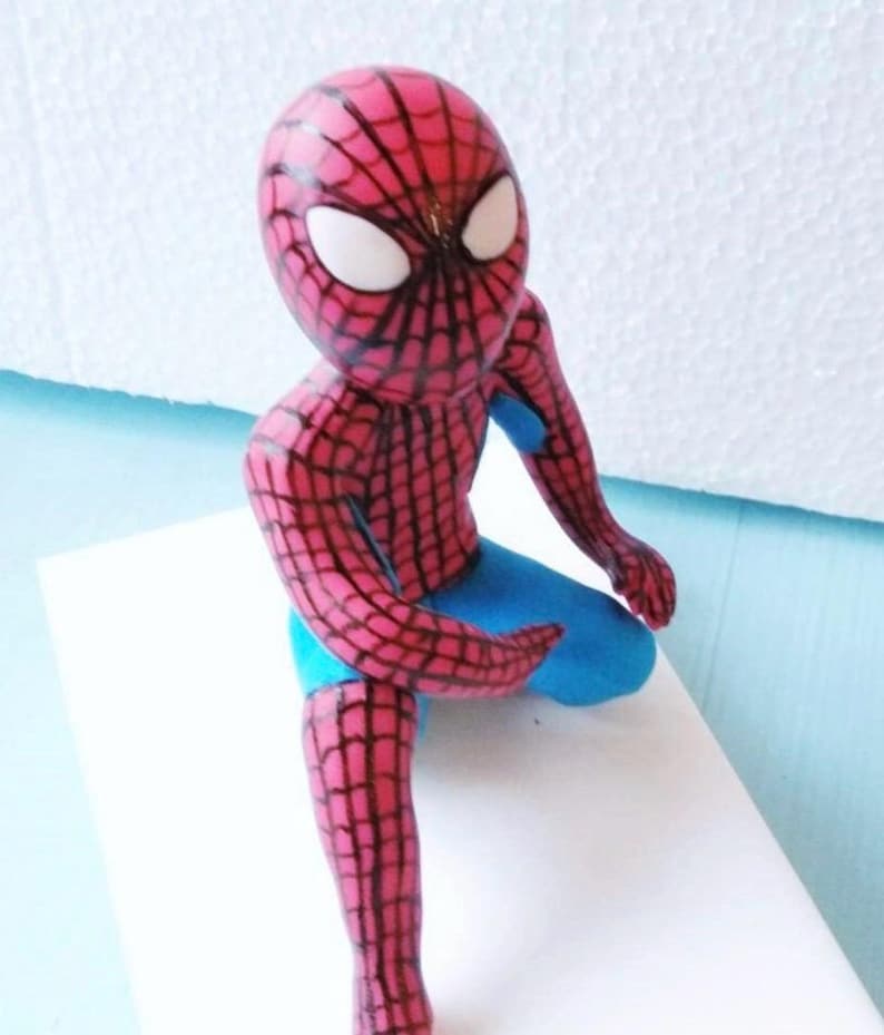 Spiderman superhero fondant cake topper decor figurine birthday party cartoon character decorations edible 3D sculpture Bild 2