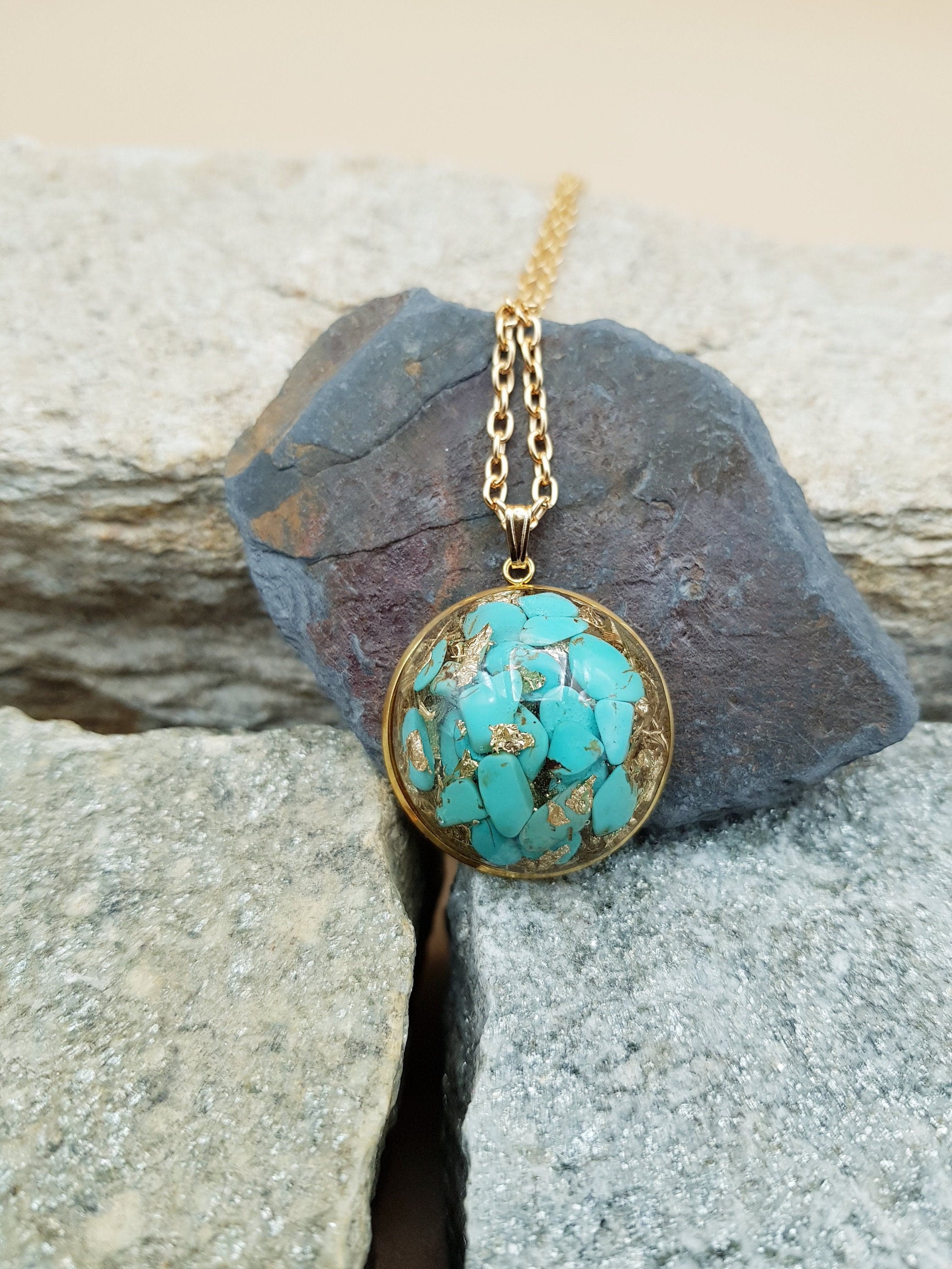 Orgonite Orgone Pendentif Turquoise Sérénité