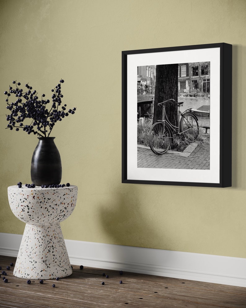 Black and White Photo of Abandoned Bike in Amsterdam Etsy