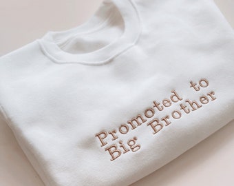 Promoted to Big Sister BigBrother Embroidered Sweater |Baby Kids Twinning Sibling Sweatshirts |Birthday Gift Boys Girls Unisex Winter Jumper