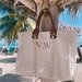 Personalised Canvas Tote Bag. Wedding Holiday Bridal Hen Honeymoon Gift Beach Classy Tan Beige Hospital Overnight Weekend Baby Tote Handbag 