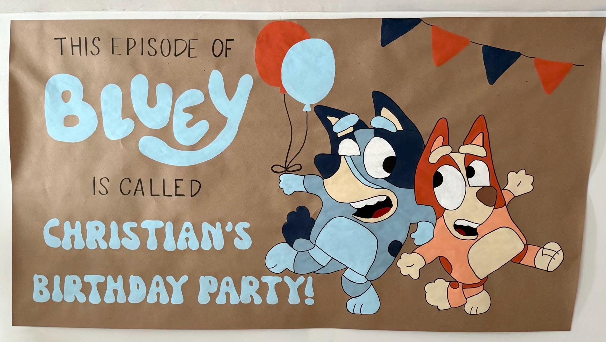 Hand Painted Banners, Birthday Banner, Personalized Banner, Event Banner, Characters, Kids Birthday Banner, Bluey and Bingo, Birthday Sign