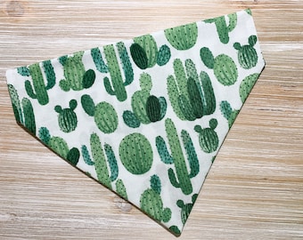 Cactus Dog Bandana, Green Boho Over the Collar Bandana, Personalized Puppy Gift