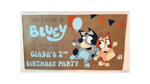 Hand Painted Banners, Birthday Banner, Personalized Banner, Event Banner, Characters, Kids Birthday Banner, Bluey and Bingo, Birthday Sign