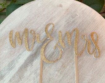 Mr. & Mrs. Wedding Cake Topper, Cake Topper for Wedding, Gold Glitter Wedding Cake Topper, Mr and Mrs Cake Topper, Wedding Decor, Weddings