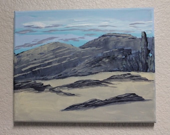 Southwest Desert barren desert scene original 8 x 10 acrylic on stretched Canvas