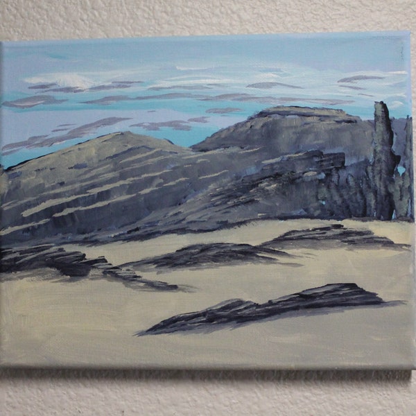 Southwest Desert barren desert scene original 8 x 10 acrylic on stretched Canvas