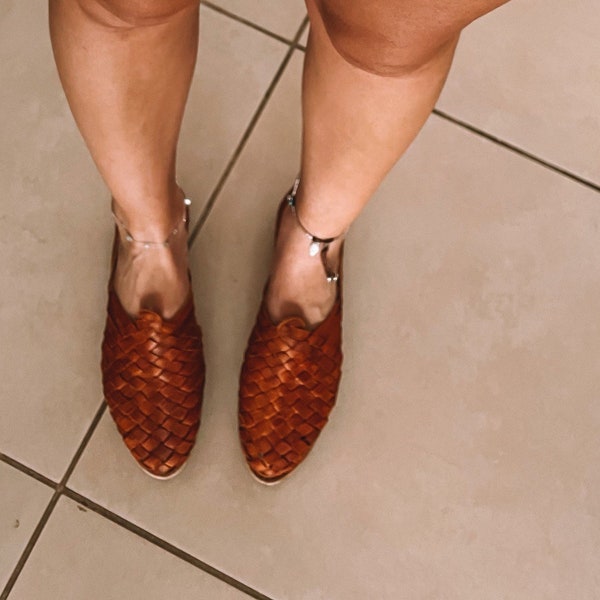 Hand Made Traditional Mexican Huarache Shoes in dark brown