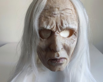 Máscara de látex "Bruja" anciana para teatro, halloween, juegos Larp, cosplay.