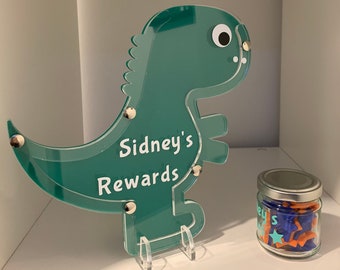 Children/'s Green Personalised Reward Jar// Chart// System with 20 stars