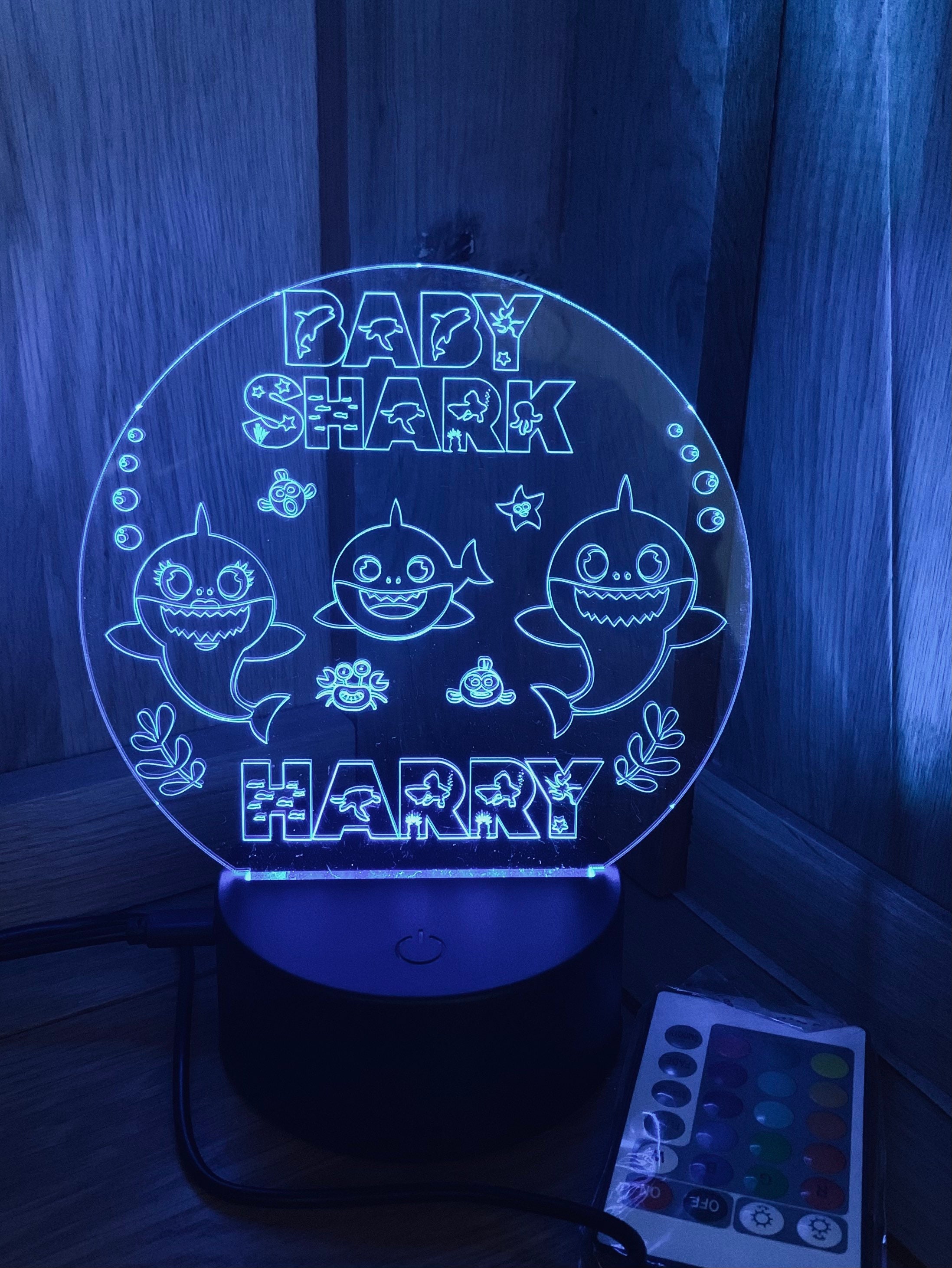 Baby Shark LED Night Light Personalised Perfect addition Etsy