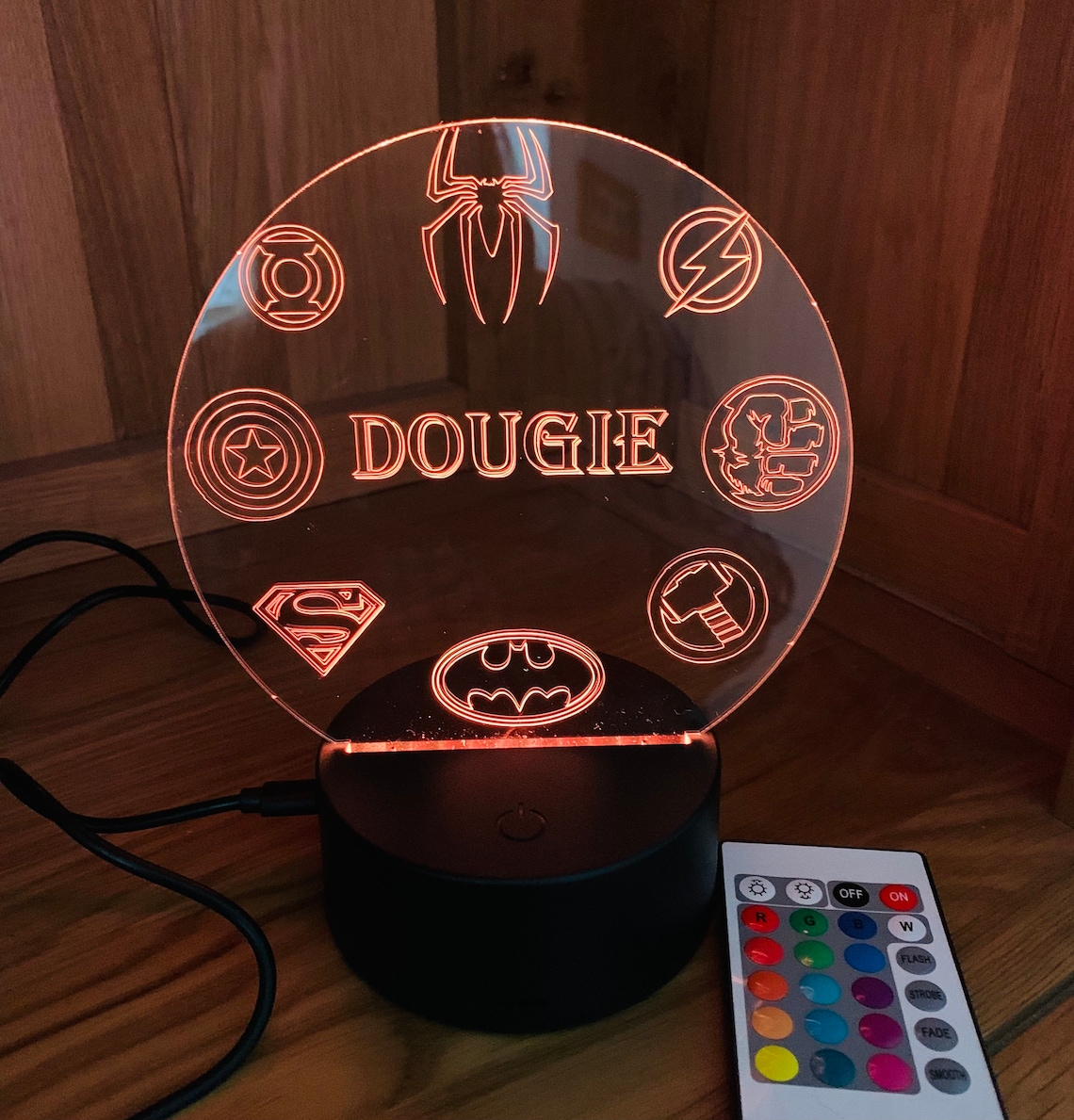 Superheroes LED Night Light Personalised Perfect addition Etsy