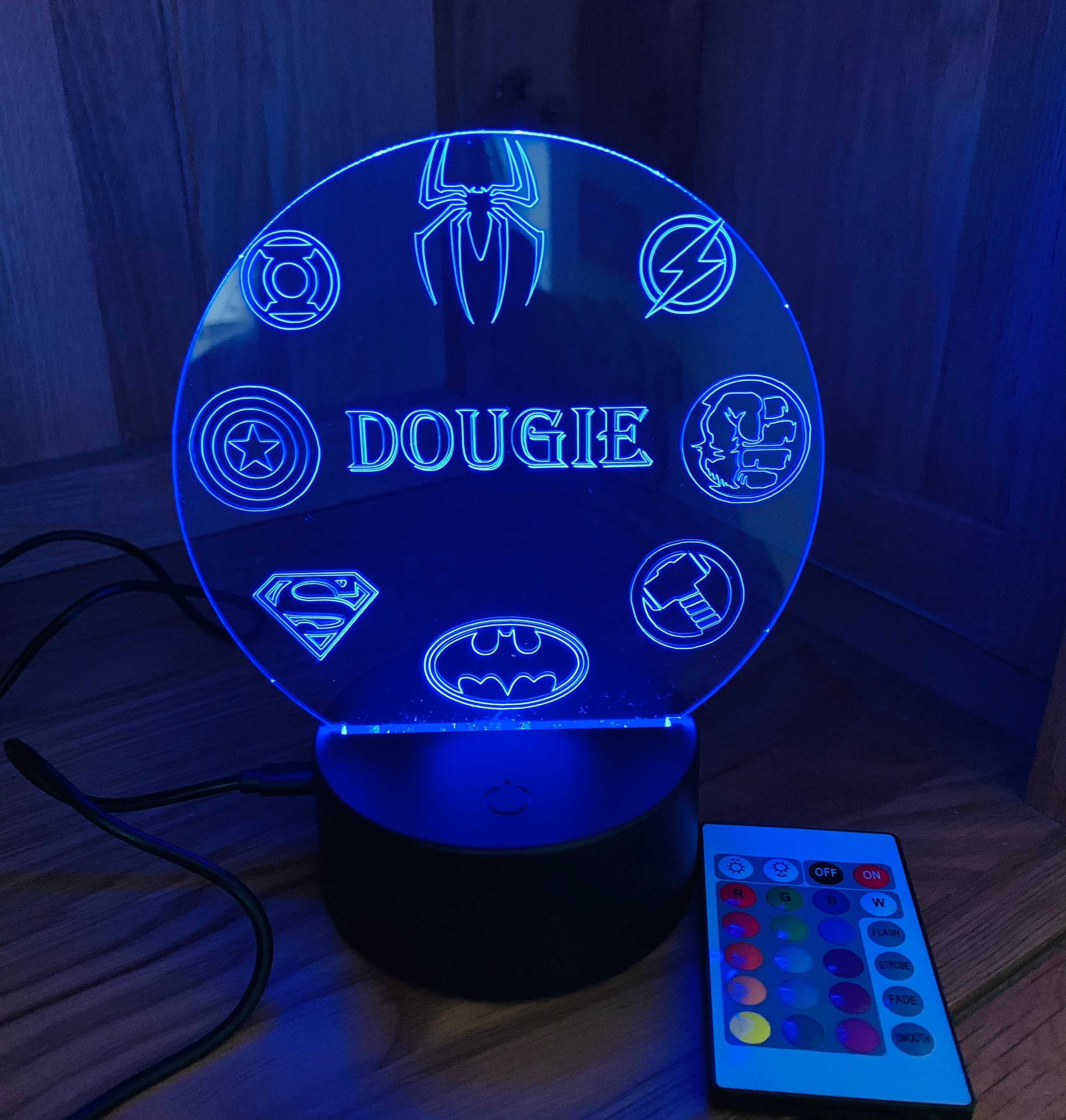 Superheroes LED Night Light Personalised Perfect addition Etsy