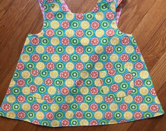 girl's reversible aline wrap citrus and gingham print dress size 2