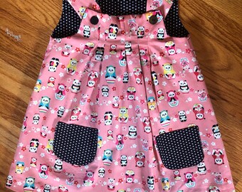 girl's reversible aline pink panda animal print dress size 3