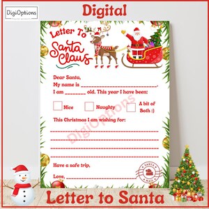 Carta a Santa, archivos Png y Pdf, tamaño EE. UU. y A4, Digital, Descarga instantánea, Alta calidad, Alta resolución, ¡Navidad!