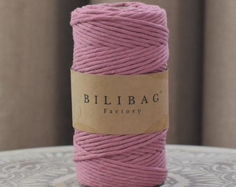 Wild Rose Twisted Macrame Cord 3mm, 100m, Made in UK, Bilibag Factory