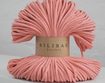 Flamingo Bilibag Factory Premium Cotton Cord 3mm, MADE IN UK, 100m, Cord, Crochet Cord, Knitting, Braided Cord, Cotton Rope, Cotton Yarn