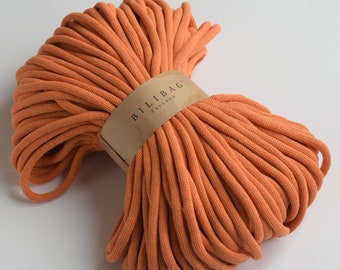 Orange Bilibag Factory Braided Cotton Cord 9mm, MADE IN UK, 100m, Cord, Crochet Cord, Knitting, Braided Cord, Cotton Rope, Cotton Yarn