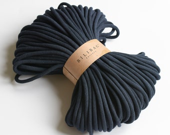Black Bilibag Factory Braided Cotton Cord 9mm, MADE IN UK, 100m, Cord, Crochet Cord, Knitting, Braided Cord, Cotton Rope, Cotton Yarn