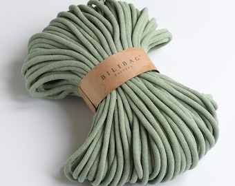 Olive Bilibag Factory Braided Cotton Cord 9mm, MADE IN UK, 100m, Cord, Crochet Cord, Knitting, Braided Cord, Cotton Rope, Cotton Yarn