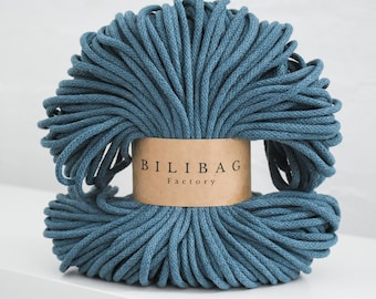 Blue Teal Bilibag Factory Premium Cotton Cord 3mm, MADE IN UK, 100m, Cord, Crochet Cord, Knitting, Braided Cord, Cotton Rope, Cotton Yarn