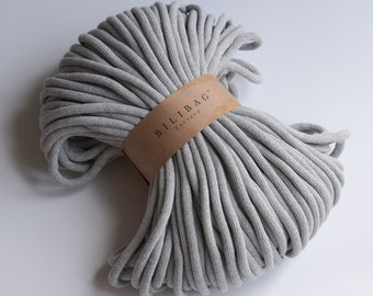 Moon Grey Bilibag Factory Braided Cotton Cord 9mm, MADE IN UK, 100m, Cord, Crochet Cord, Knitting, Braided Cord, Cotton Rope, Cotton Yarn