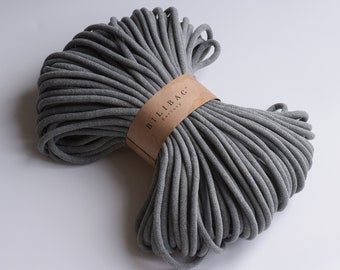 Dark Grey Bilibag Factory Braided Cotton Cord 9mm, MADE IN UK, 100m, Cord, Crochet Cord, Knitting, Braided Cord, Cotton Rope, Cotton Yarn