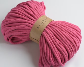 Fuchsia Bilibag Factory Braided Cotton Cord 9mm, MADE IN UK, 100m, Cord, Crochet Cord, Knitting, Braided Cord, Cotton Rope, Cotton Yarn