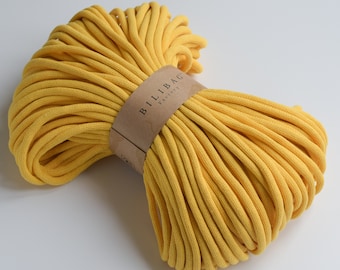 Lemon Bilibag Factory Braided Cotton Cord 9mm, MADE IN UK, 100m, Cord, Crochet Cord, Knitting, Braided Cord, Cotton Rope, Cotton Yarn