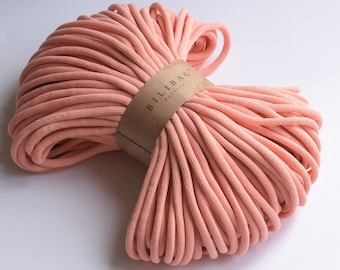 Peach Bilibag Factory Braided Cotton Cord 9mm, MADE IN UK, 100m, Cord, Crochet Cord, Knitting, Braided Cord, Cotton Rope, Cotton Yarn