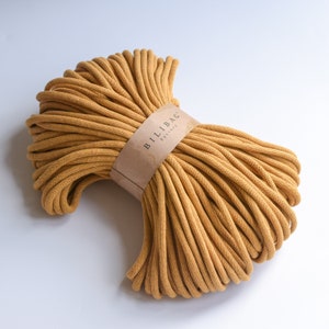 Mustard Bilibag Factory Braided Cotton Cord 9mm, MADE IN UK, 100m, Cord, Crochet Cord, Knitting, Braided Cord, Cotton Rope, Cotton Yarn
