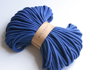 Royal Blue Braided Cotton Cord 9mm, 100m, Made in UK, Bilibag Factory