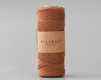 Caramel Colour, Vanilla 1.5-2mm Twisted Macrame Cord, Cotton, 100m, Bilibag Factory