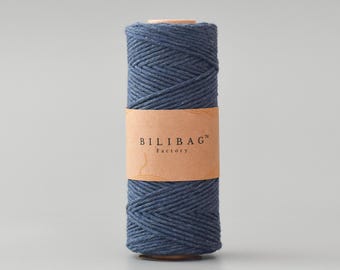 Jeans 1.5-2mm Twisted Macrame Cord, Bilibag Factory, 100m Recycled Cotton