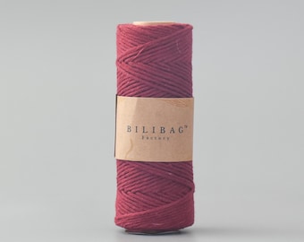 Wine Twisted Macrame Cord 1.5-2mm, 100m, Made in UK, Bilibag Factory