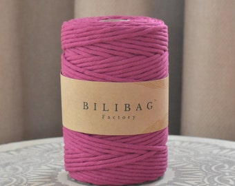 Twisted Macrame Cord, Rouge Bilibag Factory Cotton Cord 5mm, 100m, Single Ply Macrame Cord