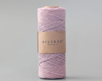 Dusty Pink 1.5-2mm Twisted Macrame Cord, Cotton, 100m, Bilibag Factory