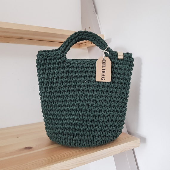Crochet Bag Everyday bag Bags and Purses Pyramid Bag Tote Graphite BILIBAG Shopper Bag