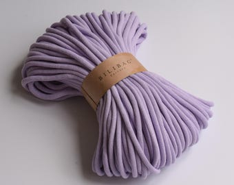 Lilac Braided Cotton Cord 9mm, 100m, Made in UK, Bilibag Factory