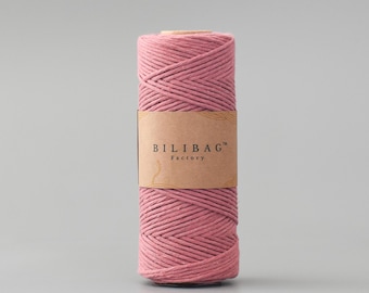 Wild Rose 1.5-2mm Twisted Macrame Cord, Cotton, 100m, Bilibag Factory